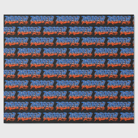 Andrew Vorname Name Graffiti blue orange Cadeaupapier (Vlak)
