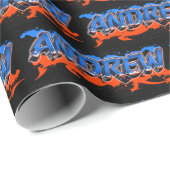 Andrew Vorname Name Graffiti blue orange Cadeaupapier (Rol Hoek)