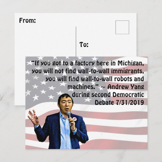 Andrew Yang uit het tweede democratische debat Briefkaart (Voorkant / Achterkant)