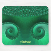 ANDREW ~ Zany Shades of Green Fractal Pattern Muismat (Voorkant)