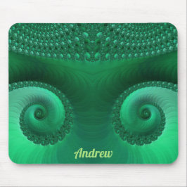 ANDREW ~ Zany Shades of Green Fractal Pattern Muismat