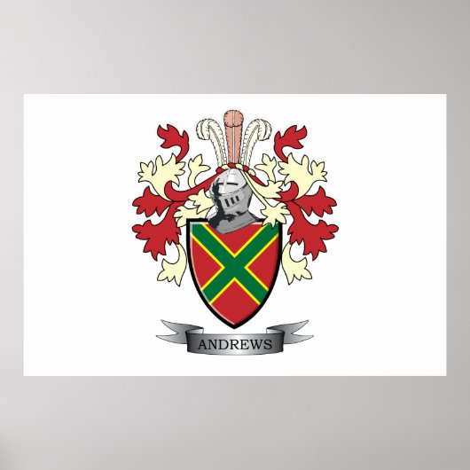 Andrews Family Crest Coat of Arms Poster (Voorkant)