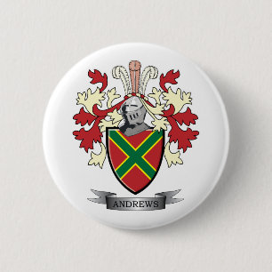 Andrews Family Crest Coat of Arms Ronde Button 5,7 Cm
