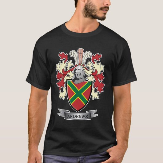 Andrews Family Crest Coat of Arms T-shirt (Voorkant)