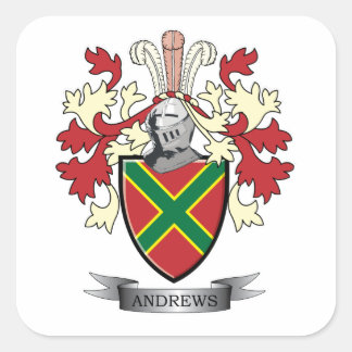 Andrews Family Crest Coat of Arms Vierkante Sticker