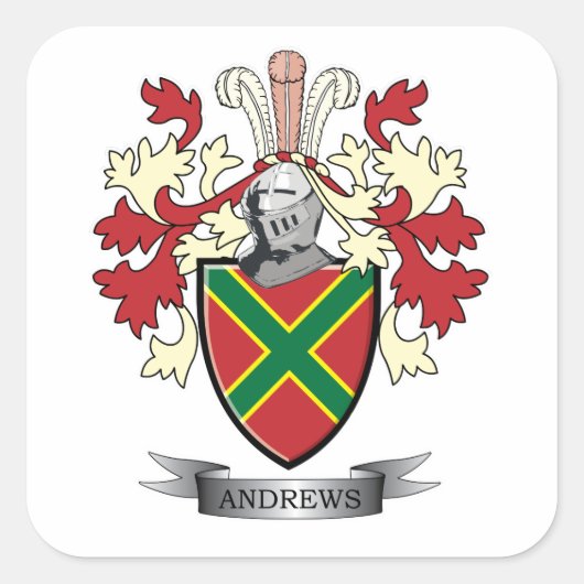 Andrews Family Crest Coat of Arms Vierkante Sticker (Voorkant)