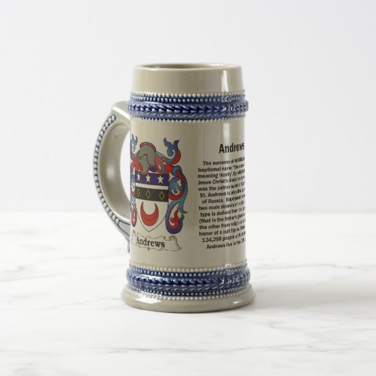 Andrews gezinskolf van wapenstilstand bierpul (Voorkant links)