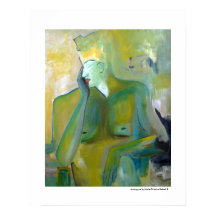 Androgyne Man Portrait Figurative Green Paintings