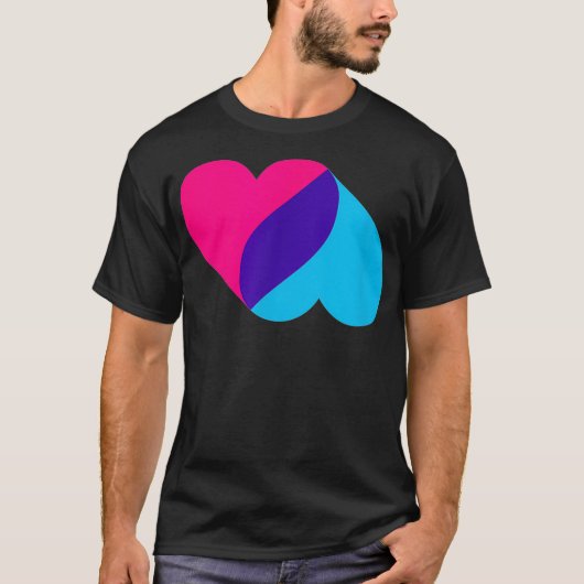 Androgynous Double Heart androgyne color pride T-shirt (Voorkant)