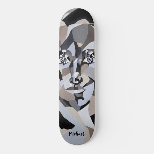 Androgyntische illustratie met Typografie Persoonlijk Skateboard (Voorkant)
