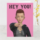 ANDROGYNUS KORTHARIG MEISJE VRIENDSCHAPSKAARTEN KAART (Gele Bloem)