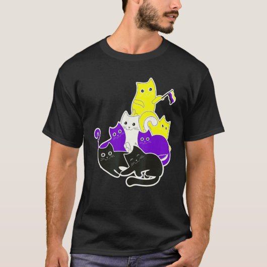 Androgyny non-Binary Cat Flag Gender Identity Ge T-shirt (Voorkant)