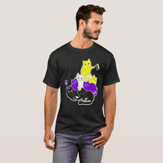 Androgyny non-Binary Cat Flag Gender Identity Ge T-shirt (Voorkant volledig)