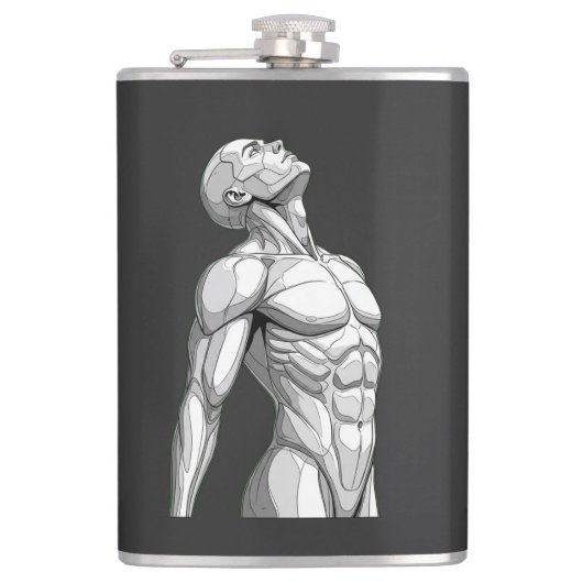 Android Anatomy: Cyborg Stainless Steel Flask Heupfles (Voorkant)