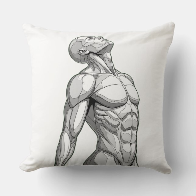 Android Anatomy: Cyborg Throw Pillow Kussen (Voorkant)