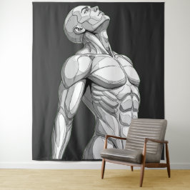 Android Anatomy: Cyborg Wall Tapestry Wandkleed