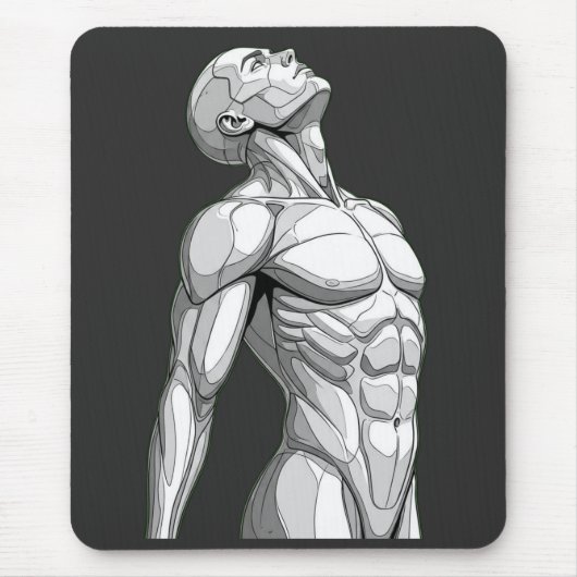 Android Anatomy: Futuristic Cyborg Mousepad Muismat (Voorkant)