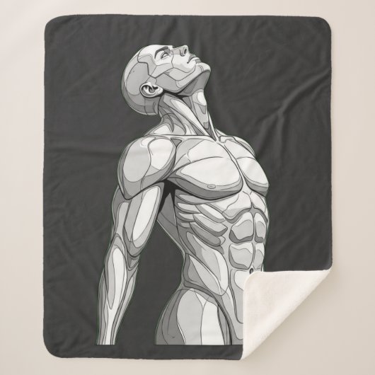 Android Anatomy: Futuristic Cyborg Sherpa Blanket Deken (Voorkant)