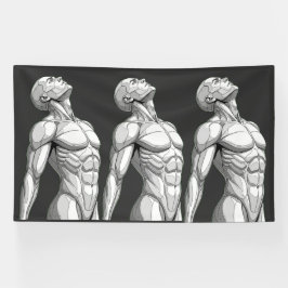Android Anatomy: Triple Cyborg Futuristic Banner