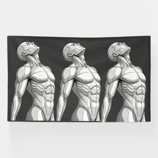 Android Anatomy: Triple Cyborg Futuristic Banner (Horizontaal)