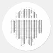 Android—ASCII zwart Ronde Sticker (Voorkant)