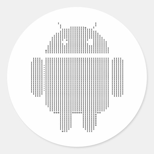 Android—ASCII zwart Ronde Sticker (Voorkant)