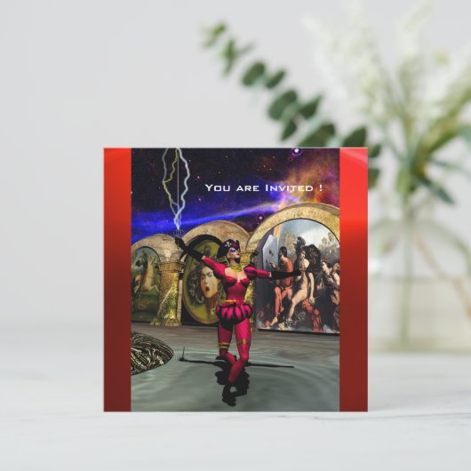 ANDROID BALLET, Red Fuchsia Blue Science Fiction Kaart (Staand voorkant)