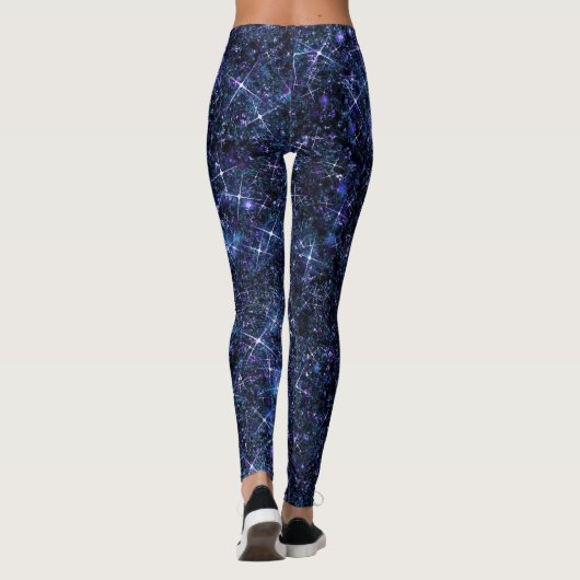Android Dream Blue Galaxy Glitter CUSTOM TEKST Leggings (Achterkant)