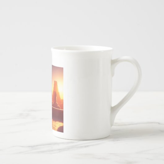 Android Drinking Coffee Looking At Pyramids Porselein Kop (Rechts)