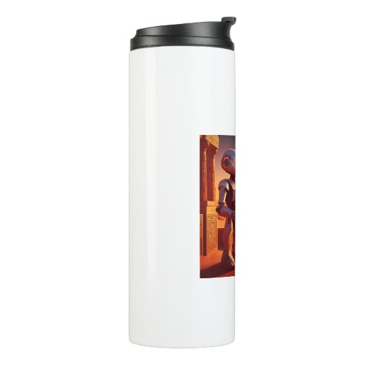 Android Drinking Coffee Looking At Pyramids Thermosbeker (Gedraaid links)