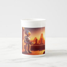 Android Drinkt Koffie Terwijl Hij Naar Piramides K