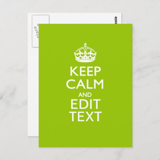 Android Green Decor Keep Calm and Jouw tekst Briefkaart (Voorkant / Achterkant)