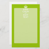 Android Green Decor Keep Calm and Jouw tekst Briefpapier (Voorkant / Achterkant)