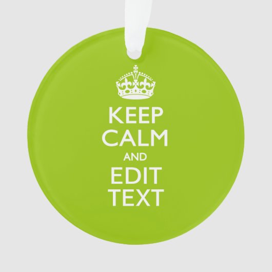 Android Green Decor Keep Calm and Jouw tekst Ornament (voorkant)