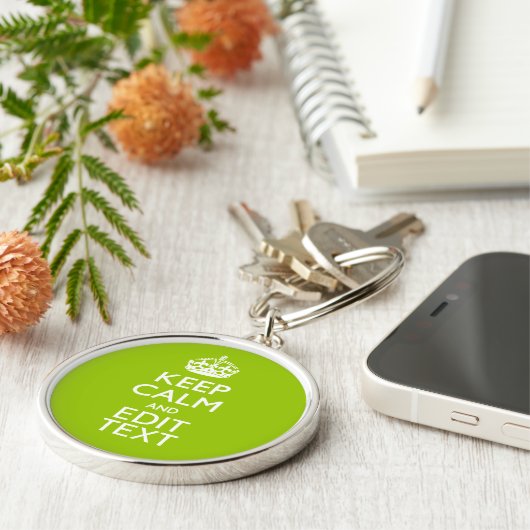 Android Green Decor Keep Calm and Jouw tekst Sleutelhanger (Zijkant)