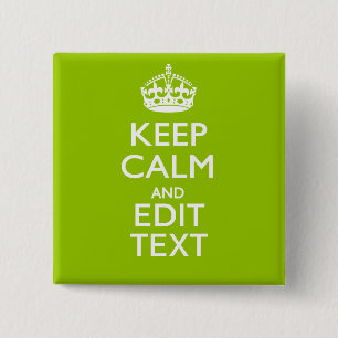 Android Green Decor Keep Calm and Jouw tekst Vierkante Button 5,1 Cm