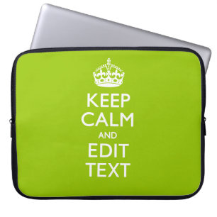 Android Green Keep Calm and Jouw tekst Laptop Sleeve