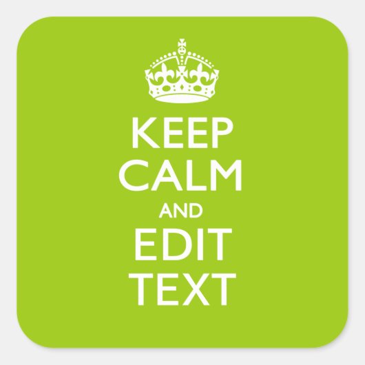 Android Green Keep Calm have Jouw tekst Vierkante Sticker (Voorkant)