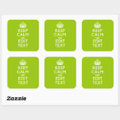 Android Green Keep Calm have Jouw tekst Vierkante Sticker (Vel)