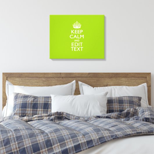Android Green Style houdt kalm en Jouw tekst Canvas Afdruk (Insitu (Slaapkamer))