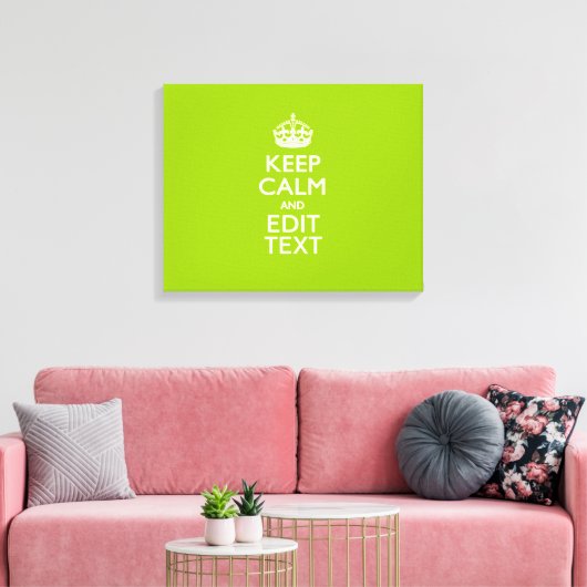 Android Green Style houdt kalm en Jouw tekst Canvas Afdruk (Insitu (Woonkamer))