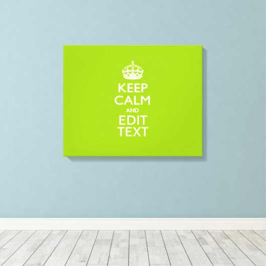 Android Green Style houdt kalm en Jouw tekst Canvas Afdruk (Insitu (Houten vloer))