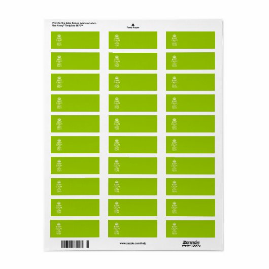 Android Green Style houdt kalm en Jouw tekst Etiket (Full Sheet)