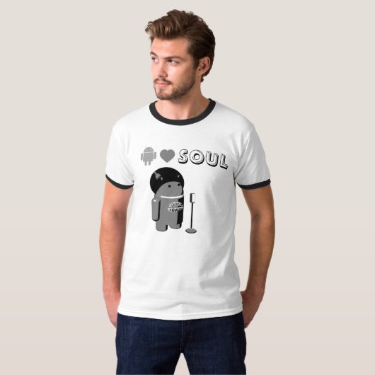 Android Loves SOUL T-Shirt Mono Version (Voorkant volledig)