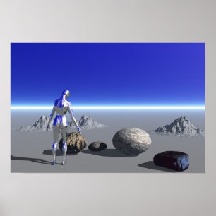 Android op de Blauwe Planet Poster