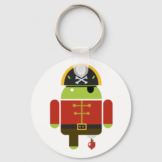 Android Pirate Crushing an Apple Sleutelhanger (Voorkant)