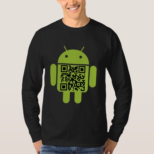Android QR Code Mannen Lange hoes T-shirt (Voorkant)