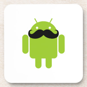 Android Robot Black Mustache Graphic Bier Onderzetter