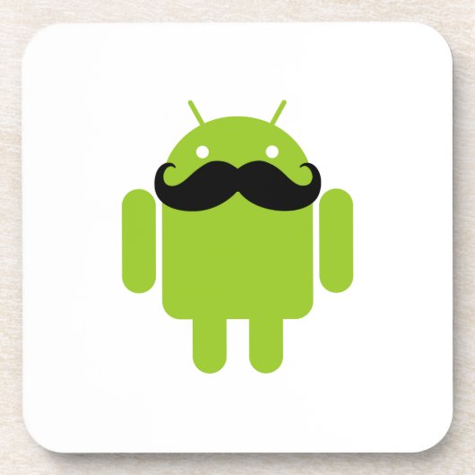 Android Robot Black Mustache Graphic Bier Onderzetter (Voorkant)