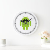 Android Robot Black Mustache Graphic Grote Klok (Huis)